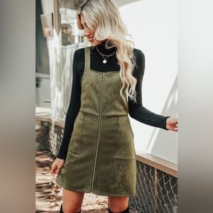 Suede jumper dress